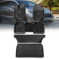 Car Floor Mats Liners TPE for Honda Odyssey 2018-2024 Black All Weather Carpet