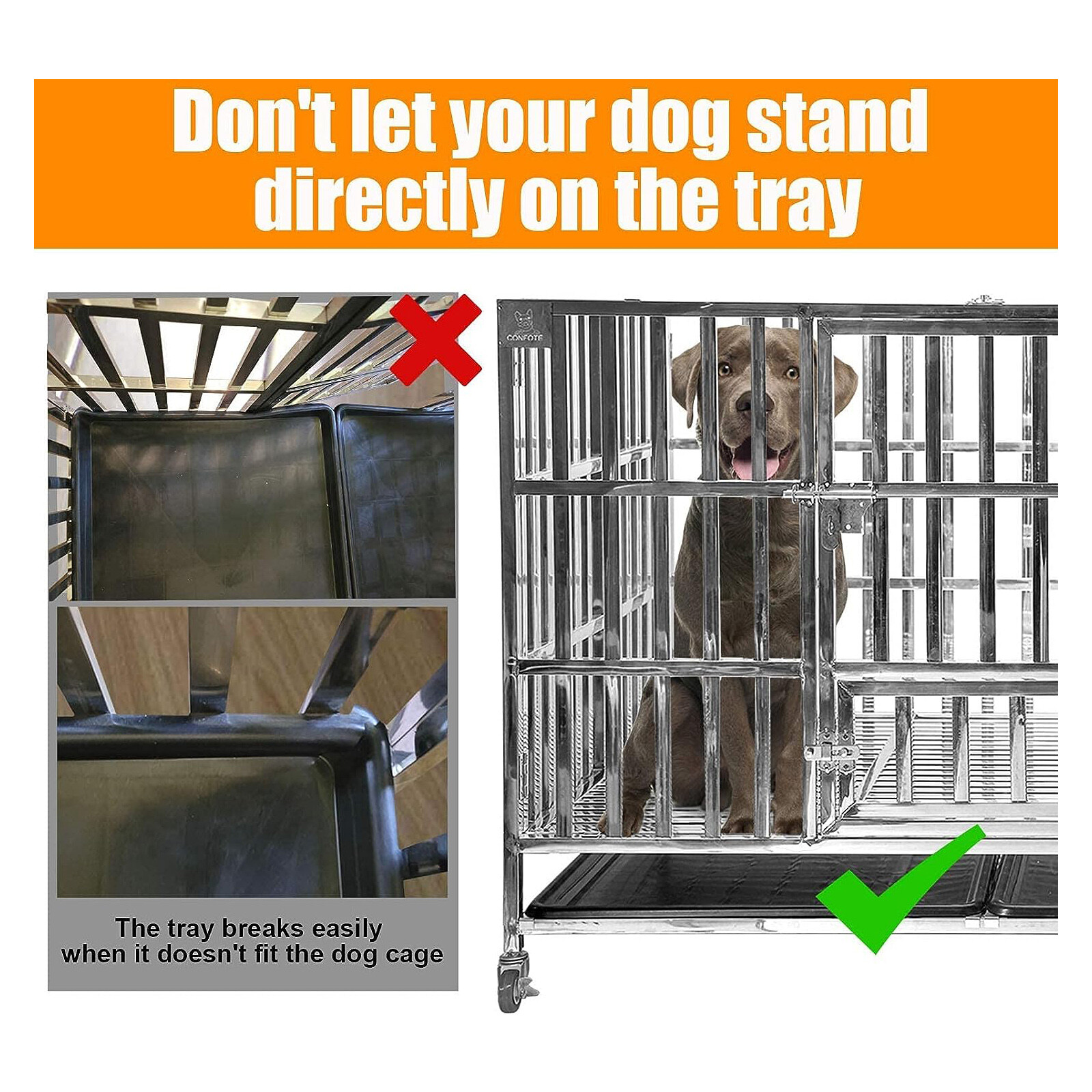 37" Heavy Duty Dog Cage Strong Metal Crate Kennel Playpen w/ Wheels