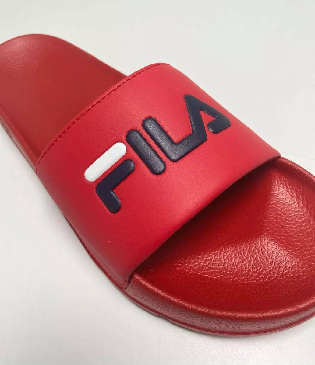 Fila slippers red hot sale