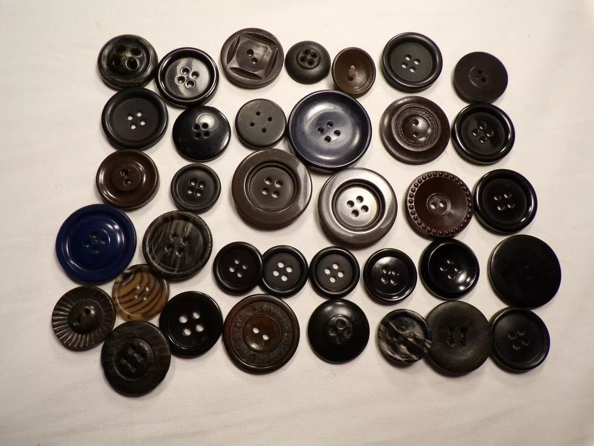 lot of vintage large buttons dark shades good for sewing and coats and  crafts