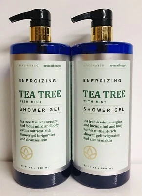 MAYTS, INC. 2 Bottles Evalina & Co. Tea Tree & Mint Energizing Shower Gel 32 fl oz Each
