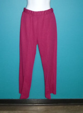 Vtg 70s Double Knit Polyester Elastic Waist Pants Deep Fuchsia Sz S/M