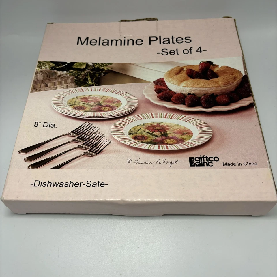 "Juego de 4 platos de melamina Susan Winget 8"" Dia Giftco Inc ensalada desierto" Foto 3 de 4
