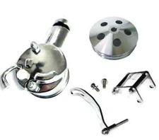 Chevy Chrome Saginaw Power Steering Pump w/ Bracket 2 Groove Pulley SBC 350 400