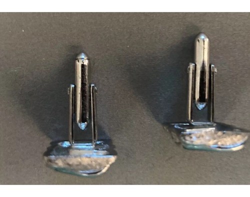 Mens Cufflinks 3 Blu Stone, Silver Plate Brushed Swank,Tone Agate Stone Blk Gray - Picture 6 of 6