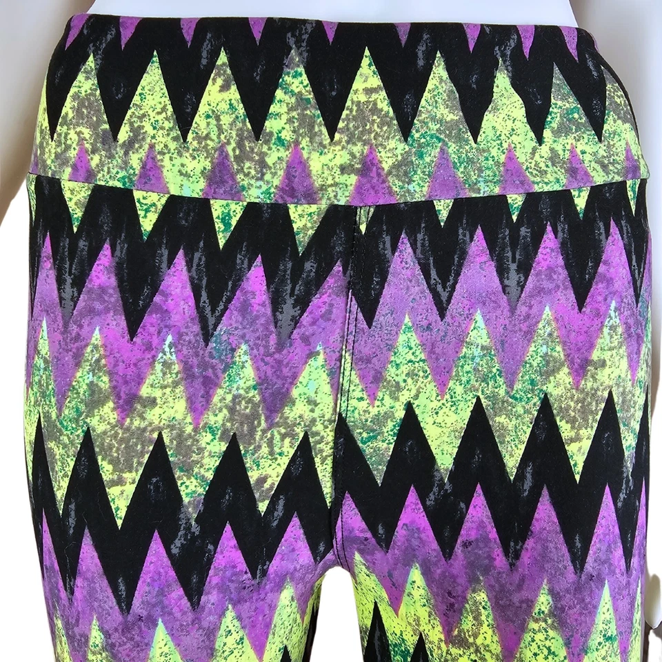 LulaRoe Mediano Chevron Zig Zag Halloween Neón Yoga Pijama Leggings Atléticos Foto 3 de 4