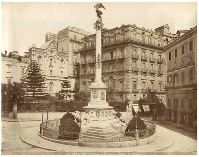 Italy, Napoli, Largo e Colonna della Vittoria Vintage Albumen Print, Print