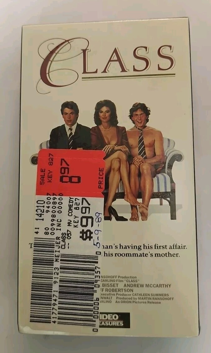 Class VHS Video Rob Lowe Jacqueline Bisset Andrew McCarthy for