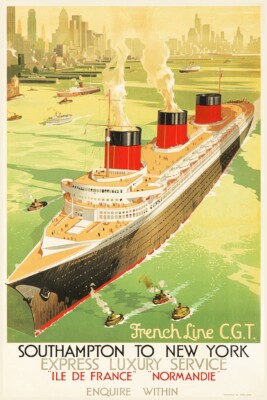Affiche Vintage LE FRANCE Paquebot – Poster HQ 50x75cm (reproduction Neuve)