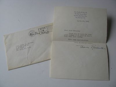 1951 Eleanor Mrs. Franklin D. Roosevelt Signed Thank You Note Letter Stationary