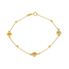 14K YELLOW GOLD TRIPLE HEARTS BRACELET