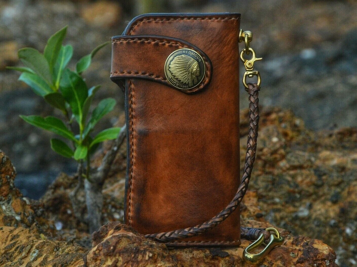 Leather Trifold Chain Wallet [Personalized] [Handmade]