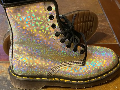 silver holographic doc martens