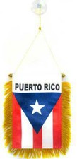Puerto Rico Mini Flag 4"x6" Window Banner w/ suction cup Double Sided