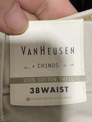 NWT Van Heusen Men’s Chino Shorts Ivory Cream Khaki 100% Cotton Twill Size 38 - Picture 7 of 9