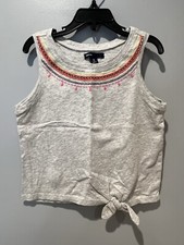 Gap Kids Girls Gray Knotted Tank Top W/Embroidery Size M 8 