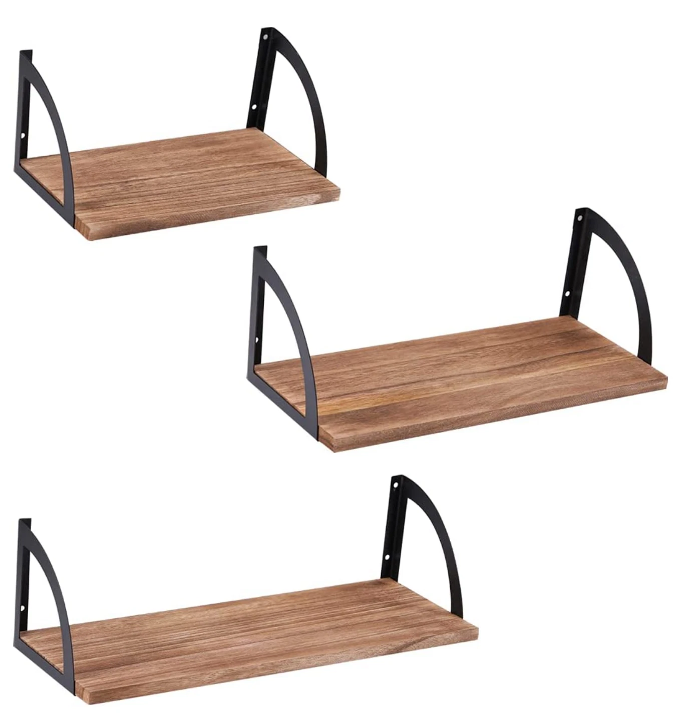 necvha Floating Shelves Wall Mounted, Rustic Wood Wall Shelves, Set of 3