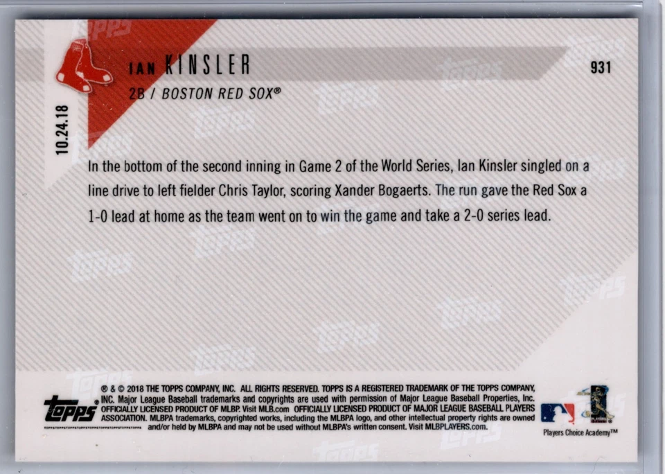 2018 Topps Now #931 Ian Kinsler Boston Red Sox - Image 2 of 2