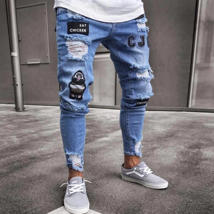 Men's Ripped Jeans Slim Fit Casual Distressed  