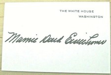 Pristine, First Lady Mamie Doud Eisenhower Signed White House Card, Near Mint