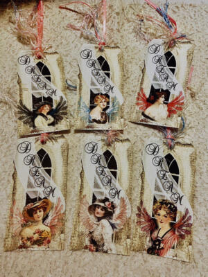 (6) Vintage Style Women Dream Gift Hang Tags Junk Journals Cards Bookmarks #652R