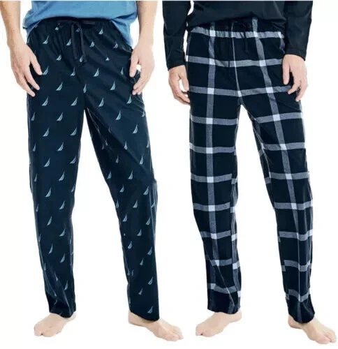 Nautica Men's Buffalo Plaid Cotton Sleep Jam, Blue, Medium