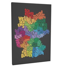 Text Map of Germany Map Box Canvas and Poster Print (278)