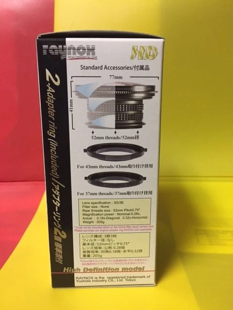 RAYNOX HDP-2800ES HD 0.28x Fisheye Lens to Camcorder 37mm 43mm 52mm HANDYCAM - Image 3 of 4