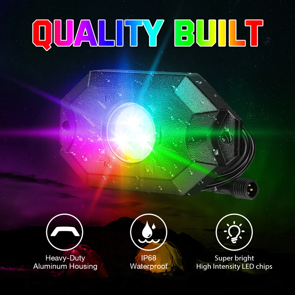 Para Polaris RZR XP 4 1000 Turbo RZR 900 8x RGB LED luzes de rocha offroad Underglow - Imagem 2 de 4