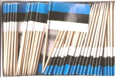 One Box of 100 Estonia Toothpick Flags, 100 Small Mini Cupcake Flags