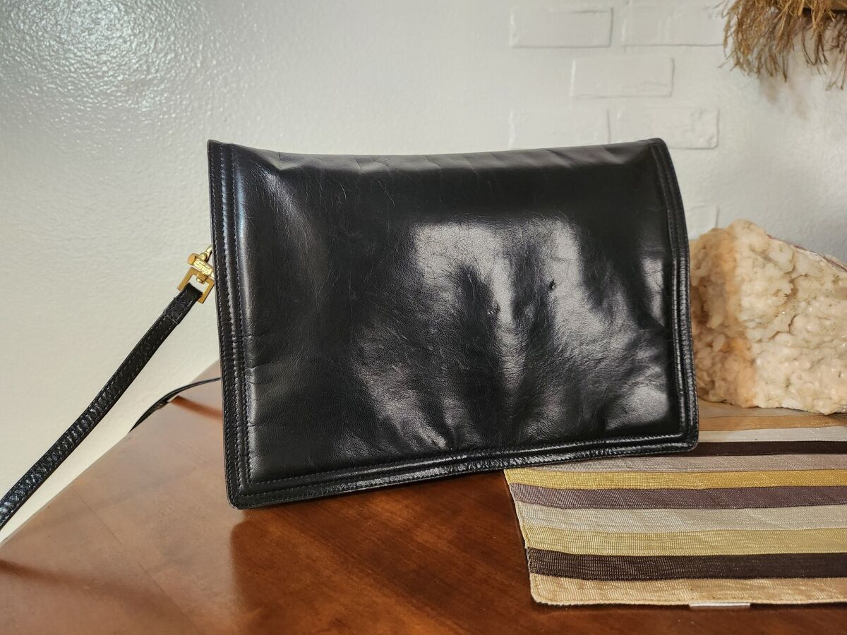1970s Bottega Veneta Black Leather Cross body Handbag Bag 1970s Bottega Veneta Black Leather Cross body Handbag Bag