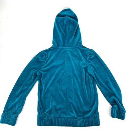 NWT Juicy Couture Velour Hoodie Spellout JUICY on Hood Teal Peacock Size L - Picture 6 of 8