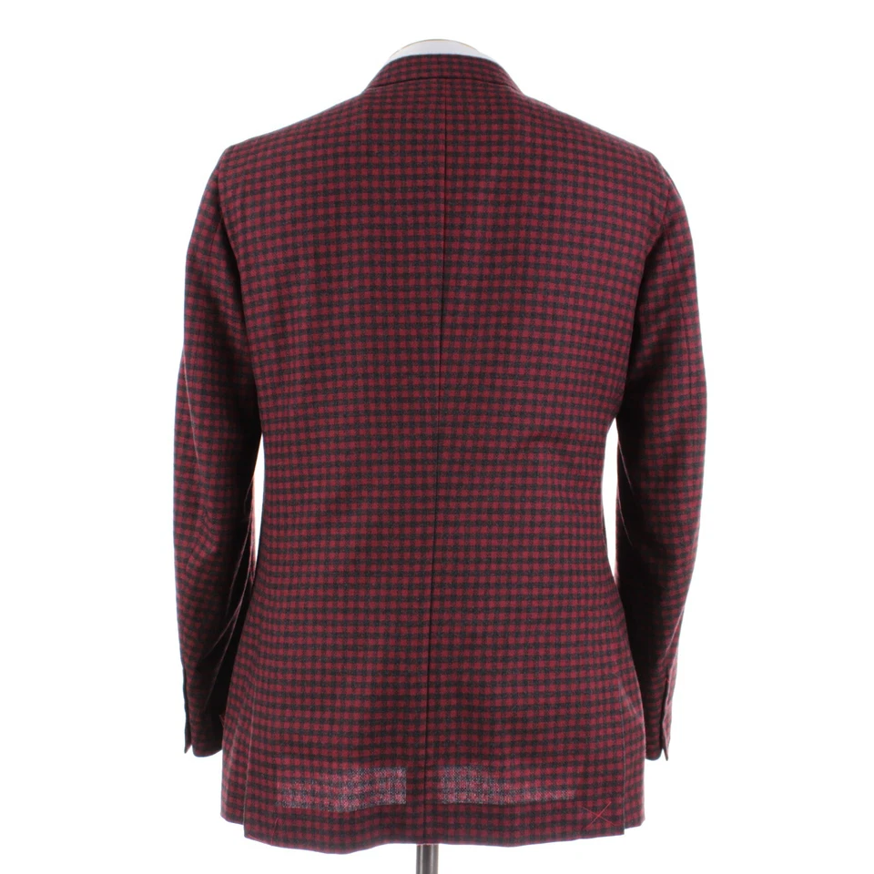 Abrigo deportivo Isaia nuevo con etiquetas talla 52 42R EE. UU. Dustin en rojo y negro a cuadros de pistola Foto 4 de 4