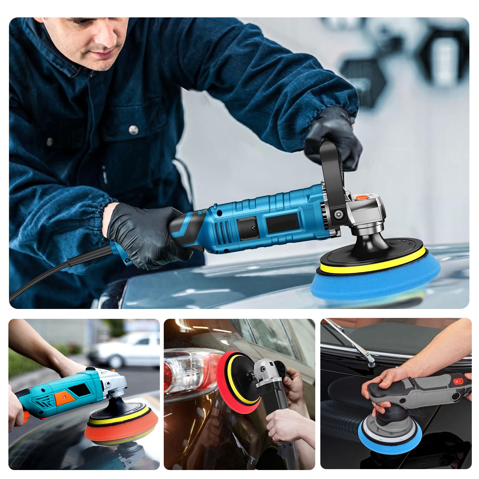 5Pcs 6" Car Buffing Sponge Pads Cutting Polishing Pad Kit for DA Buffer Polisher
