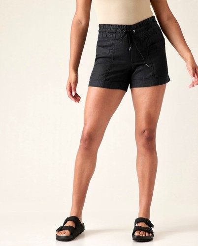 Athleta Black 4" Cabo Linen Shorts Size 6 Beach Festival Travel Active Boho - Picture 4 of 9