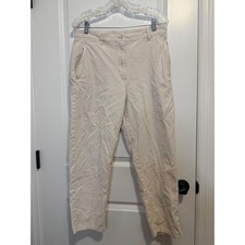 Eileen Fisher Pant Women 10 Cream Excellent Cotton Hemp Straight Leg Minimalist