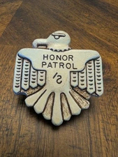 VINTAGE BOY SCOUT NECKERCHIEF SLIDE -  PHILMONT "HONOR PATROL" WITH /S BRAND