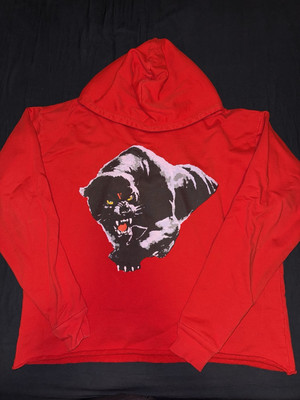 Vlone Black V Panther Red Hoodie - Large