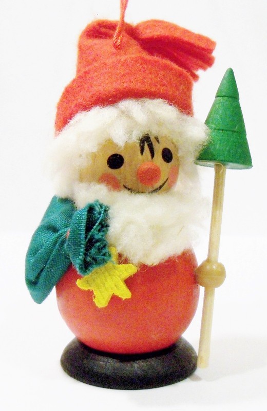 Steinbach Germany Santa Claus St. Nick Tree Sack Star Wooden Wood Vntg Ornament