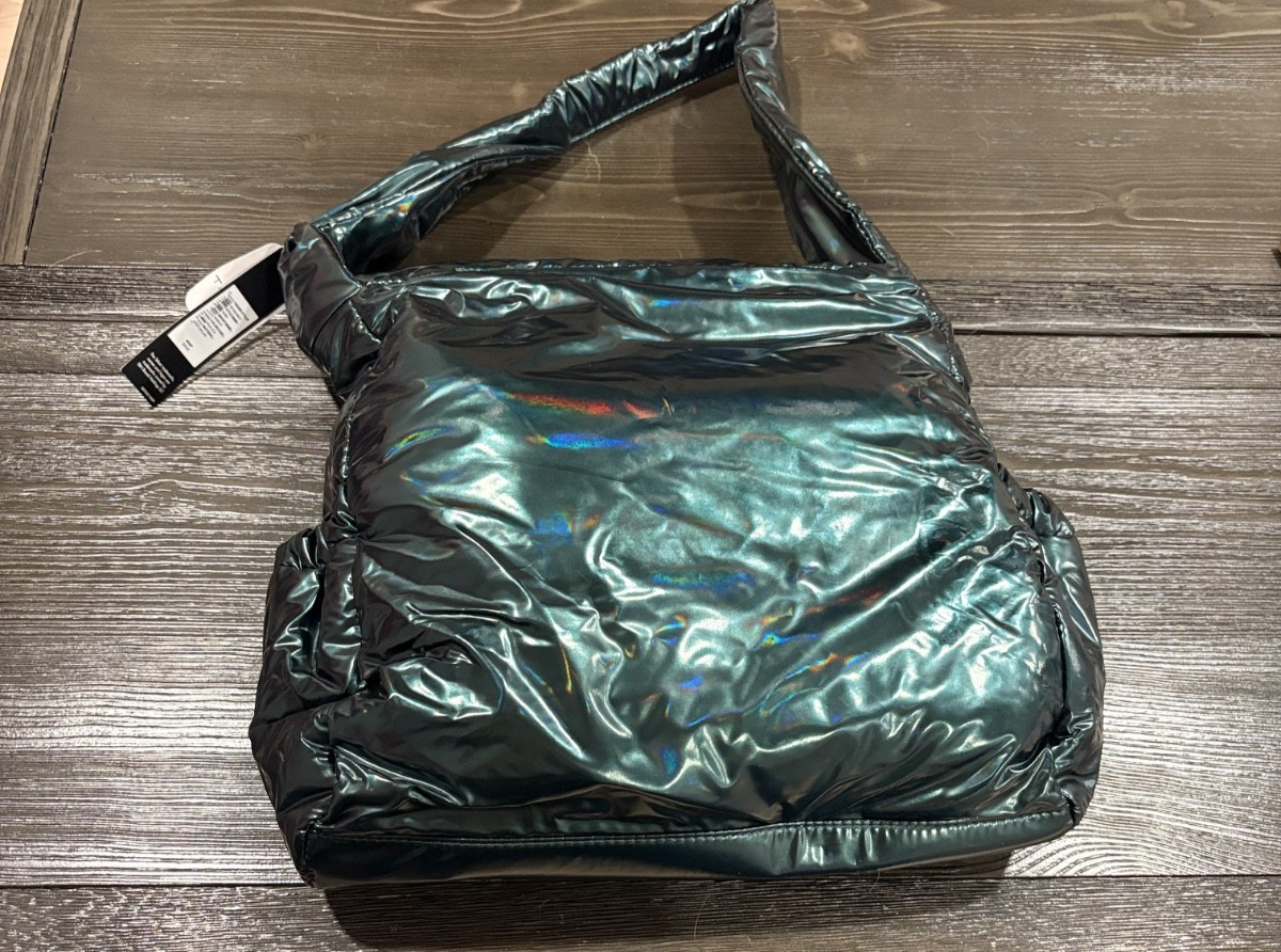 TAHARI Peacock Hobo Bardot Shoulder Bag Iridescent Forest Green $89 MSRP