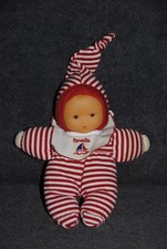 🍀Peluche Doudou Poupée Lutin COROLLE 1998 Marin Rouge Rayé Blanc Hochet Grelot