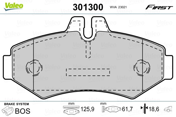 Rear VALEO-OE 301300 Brake Pad Set, disc brake for MERCEDES-BENZ,VW
