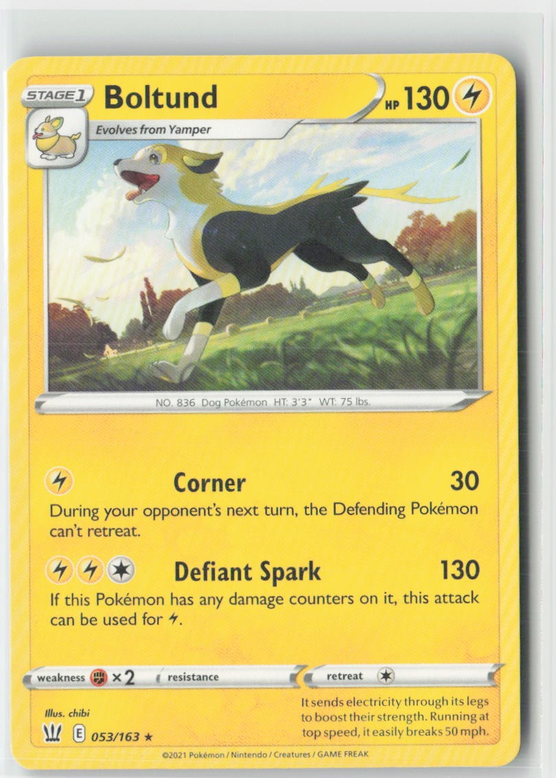 Boltund 053/163 Rare Battle Styles Pokemon Near Mint