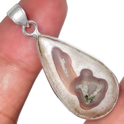 Natürliche Röhre Moosachat 925 Sterling Silber Anhänger Schmuck P-1001