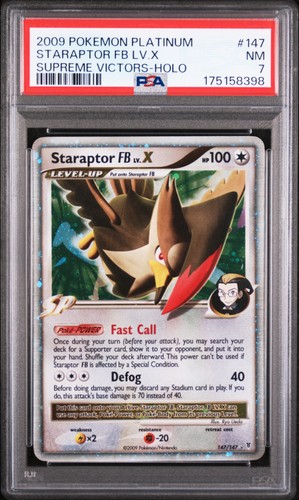 2009 POKEMON PLATINUM SUPREME VICTORS #147 STARAPTOR FB LV.X-HOLO PSA 7