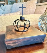 Jan Barboglio Handcrafted Carlotta Caja Crown/Cross Box Crucifix Iron