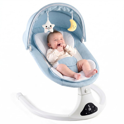 Electric Baby Swing with Remote Control - 5 Natural Motion Speeds, Detachable Se