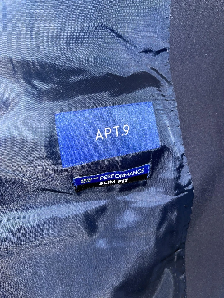 Apt. 9 Blazer Para Hombres 44R Azul Marino Premier Flex Performance Calce Ajustado Abrigo Deportivo Elástico Foto 3 de 4