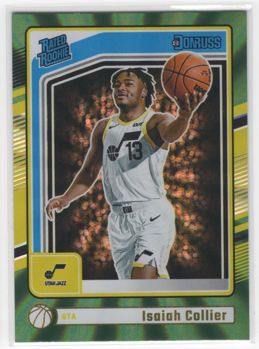 #237 Isaiah Collier 2024-25 Donruss Holo Green Laser Rated Rookie RC Utah Jazz