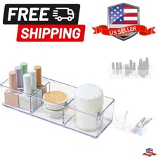 3 Compartment Clear Plastic Drawer Organizer for Makeup, Bathroom, Desk, Vanity